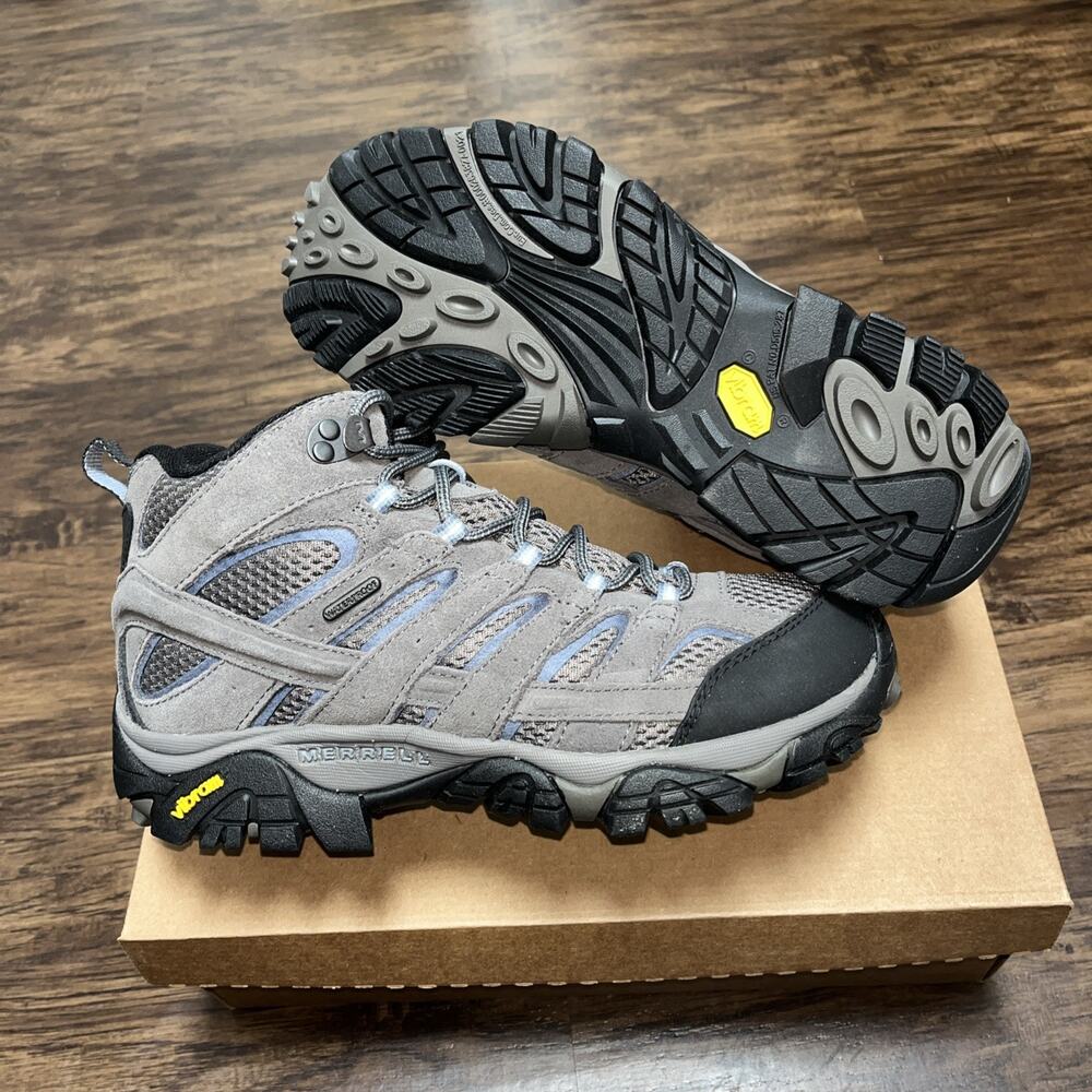 Merrell Women’s Moab 2 Mid Waterproof Hiking Boots Granite Shoes Size 9.5